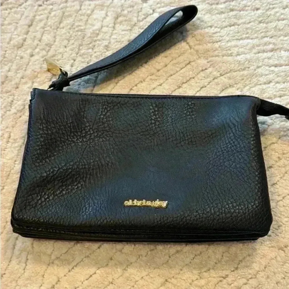 Olivia & joy black pebbled wallet clutch